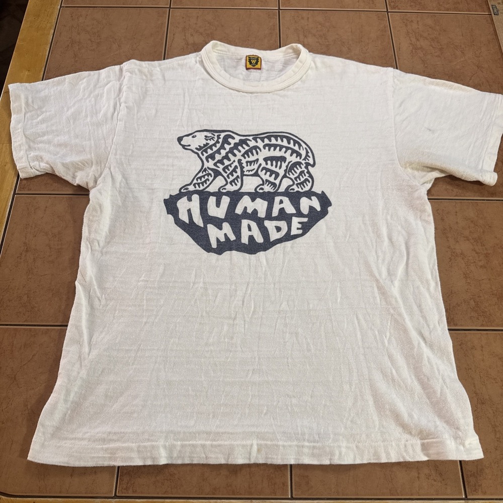 Human Made Graphic T-Shirt‎ Polar Bear Print In White Japan Made Sz Medium